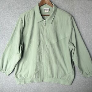 Vintage Teddi Women's XL Cropped Windbreaker Jacket Green Zip Up Elastic Hem